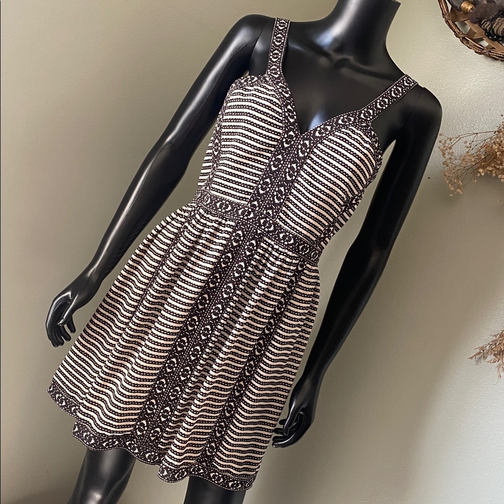BCBGMaxAzria Black and White Patterned Mini Dress